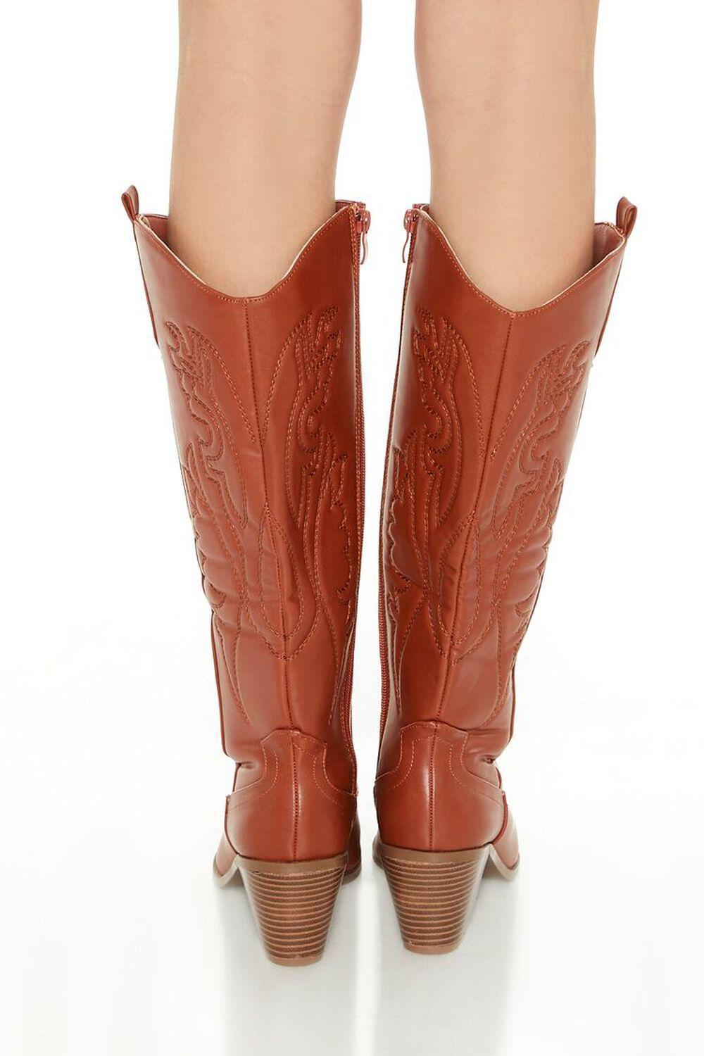 Embroidered Faux Leather Cowboy Boots | Forever 21 Product Image