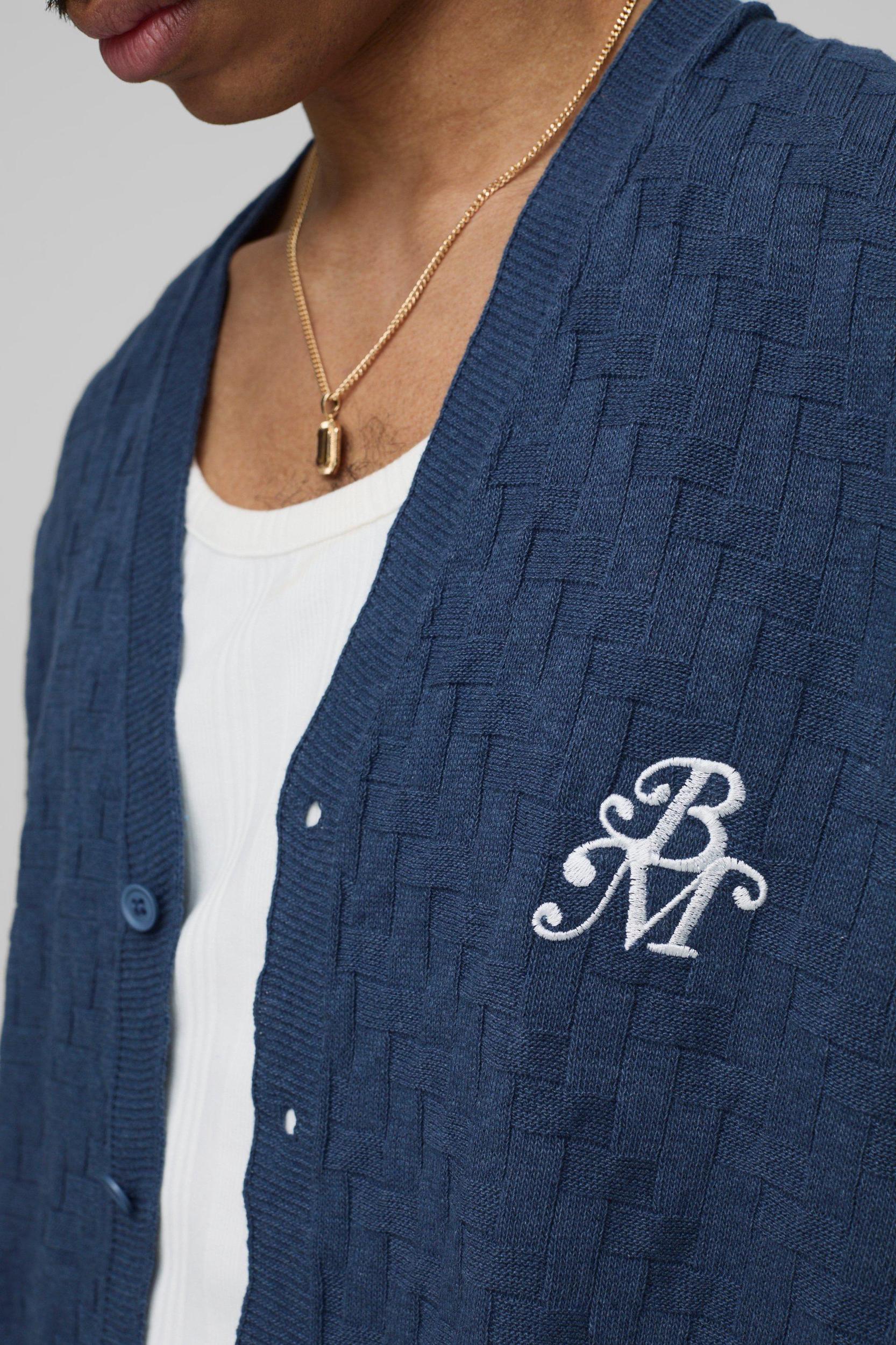 BM Regular Fit Embroidered Crosshatch Knitted Vest | boohooMAN USA Product Image