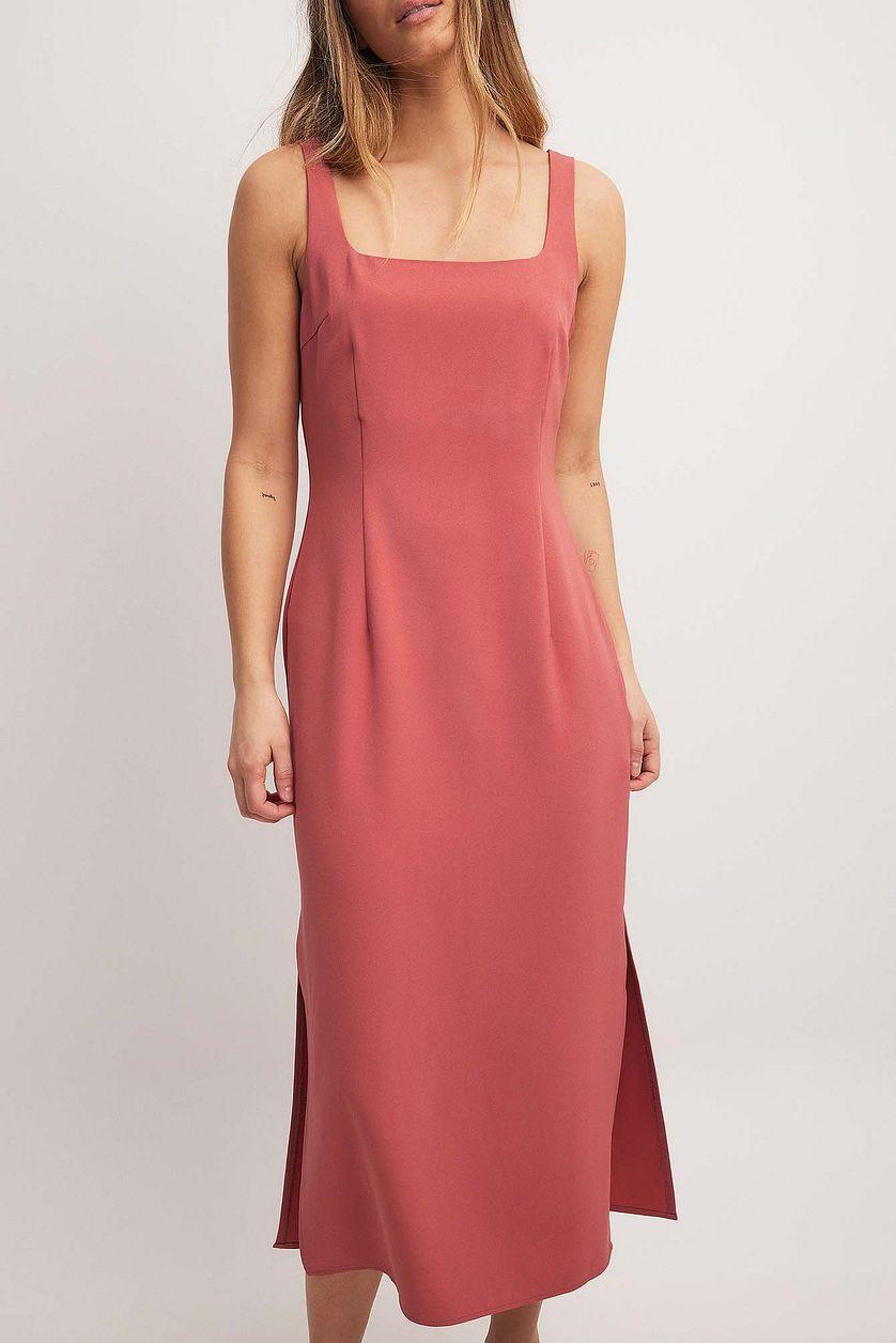 Fitted Square Neck Midi Dress Product Image