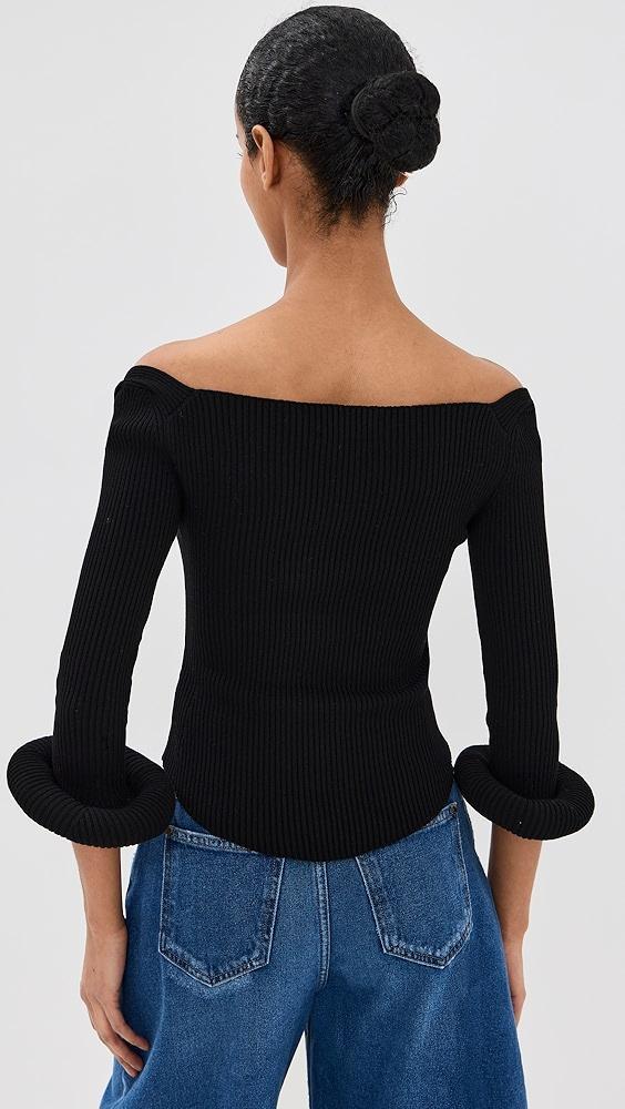 A.W.A.K.E. MODE Knit Top With Square Decollete & Doughnut Sleeves | Shopbop Product Image