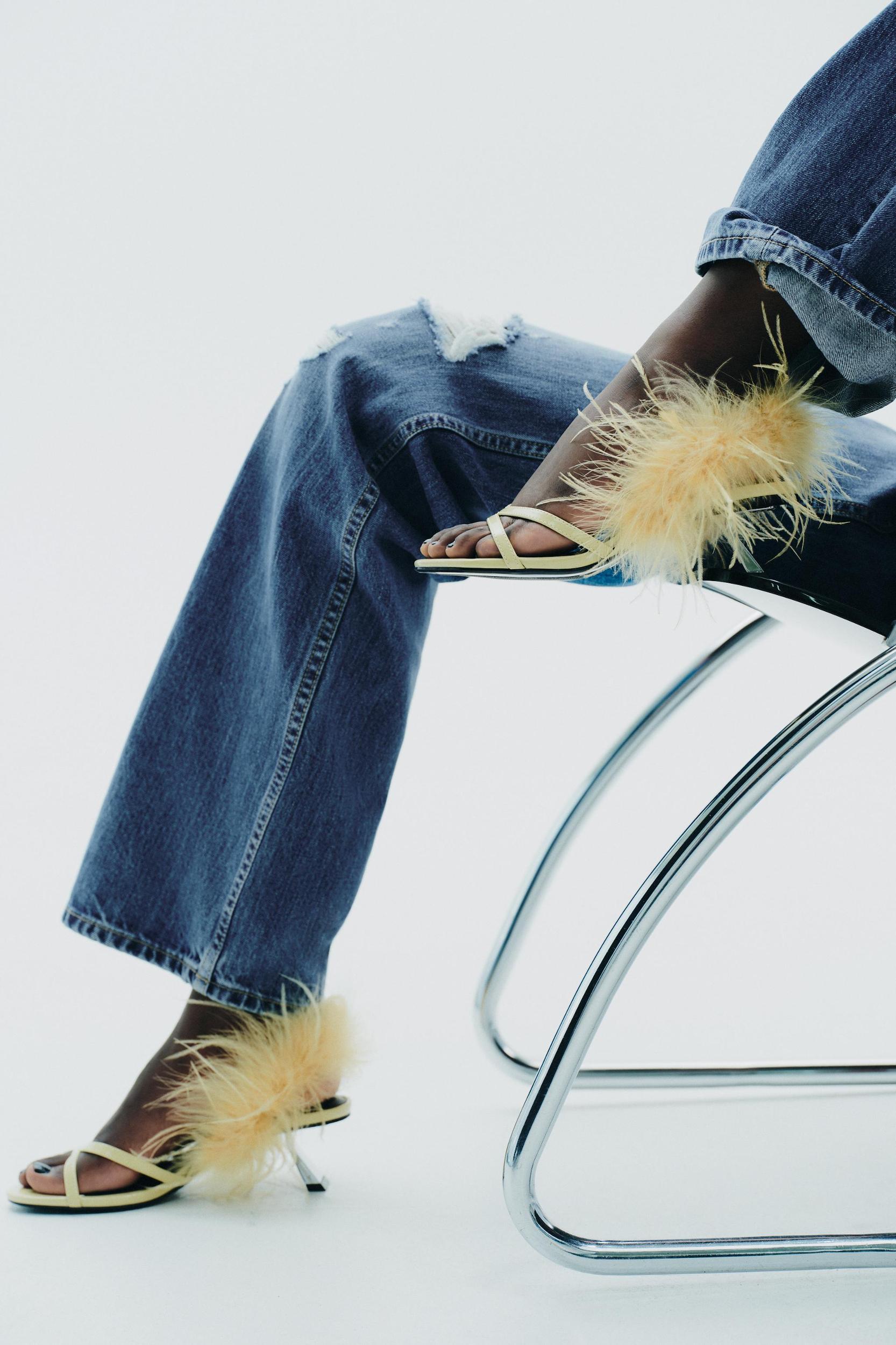 FEATHER METALLIC HEELED SANDALS Product Image