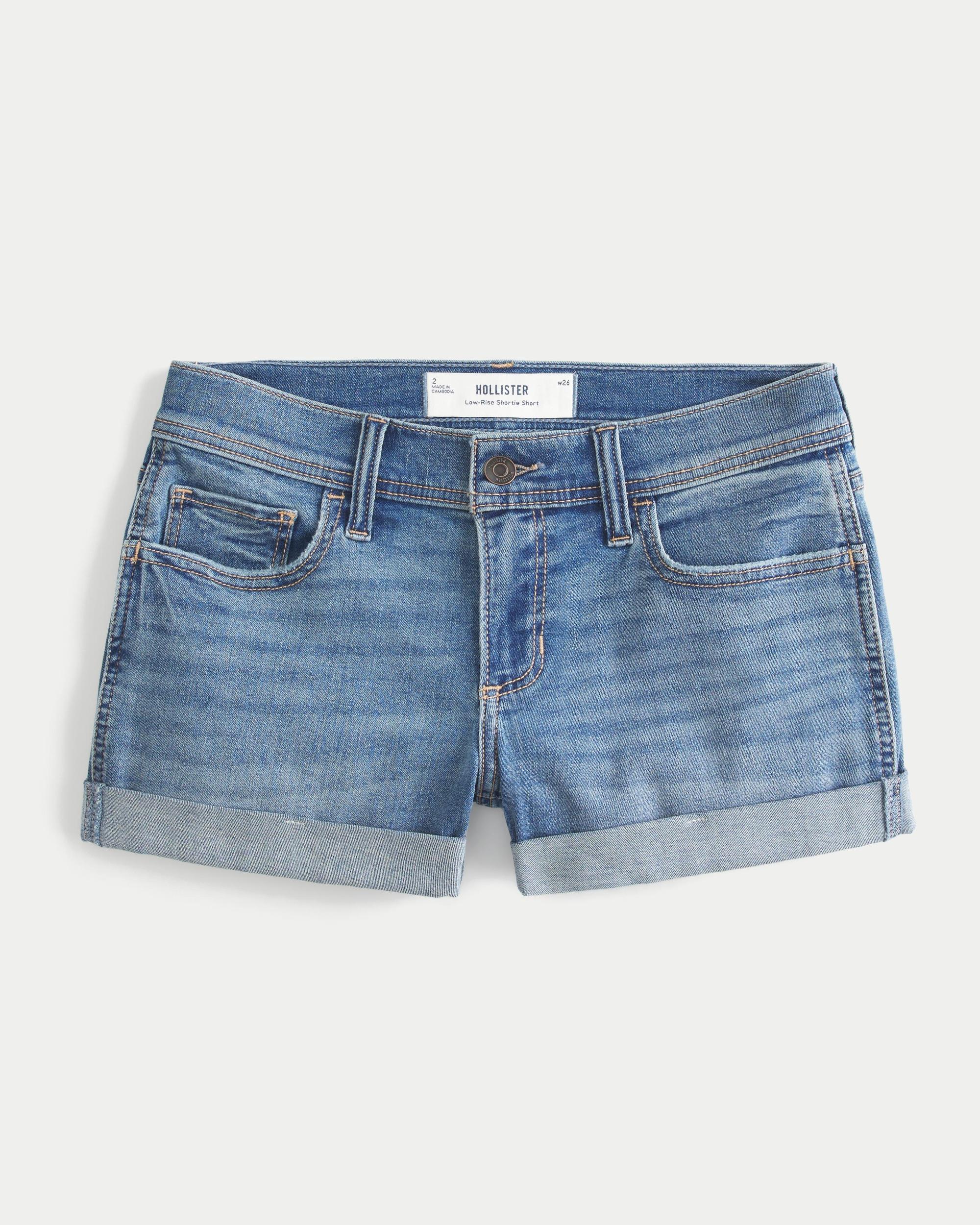 Washed Black Denim Shortie Shorts Product Image