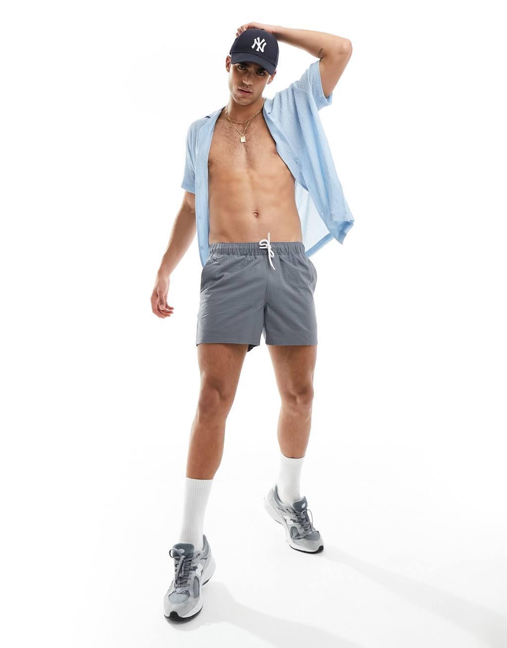 ASOS DESIGN seersucker swim shorts Product Image