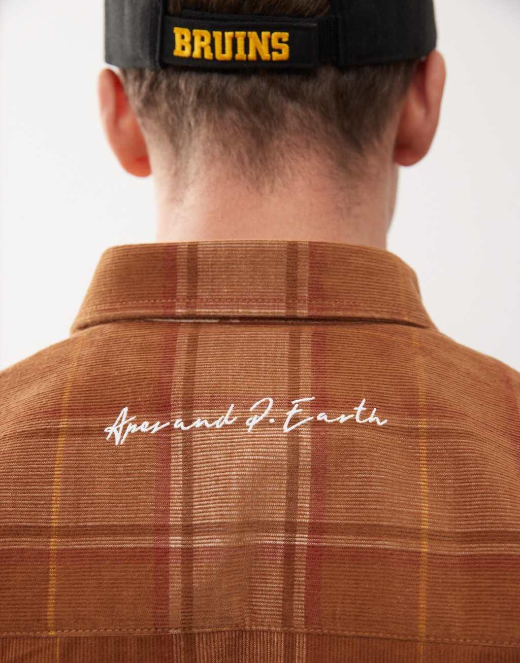 Aape By A Bathing Ape checked logo long sleeve shirt in brown Product Image
