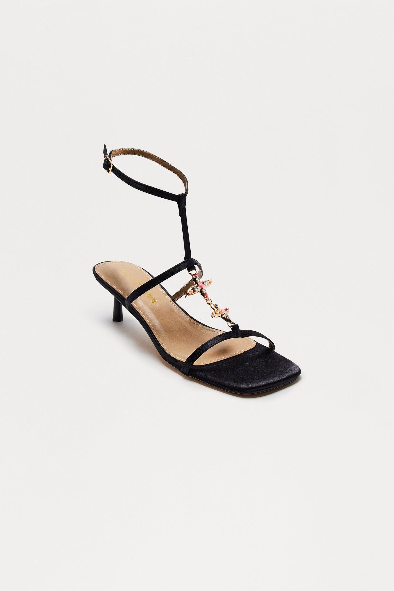 Bright Star Ankle Strap Heels - Black Product Image