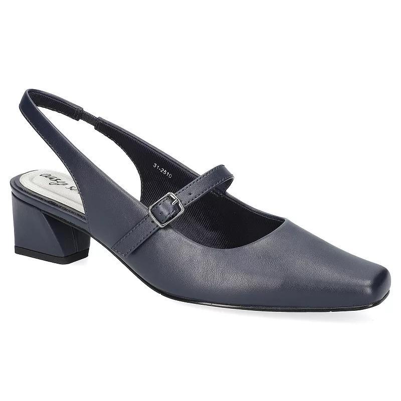 Easy Street Women's Cameo Square Toe Slingback Pumps, Size: 6.5 XW, Blue Product Image