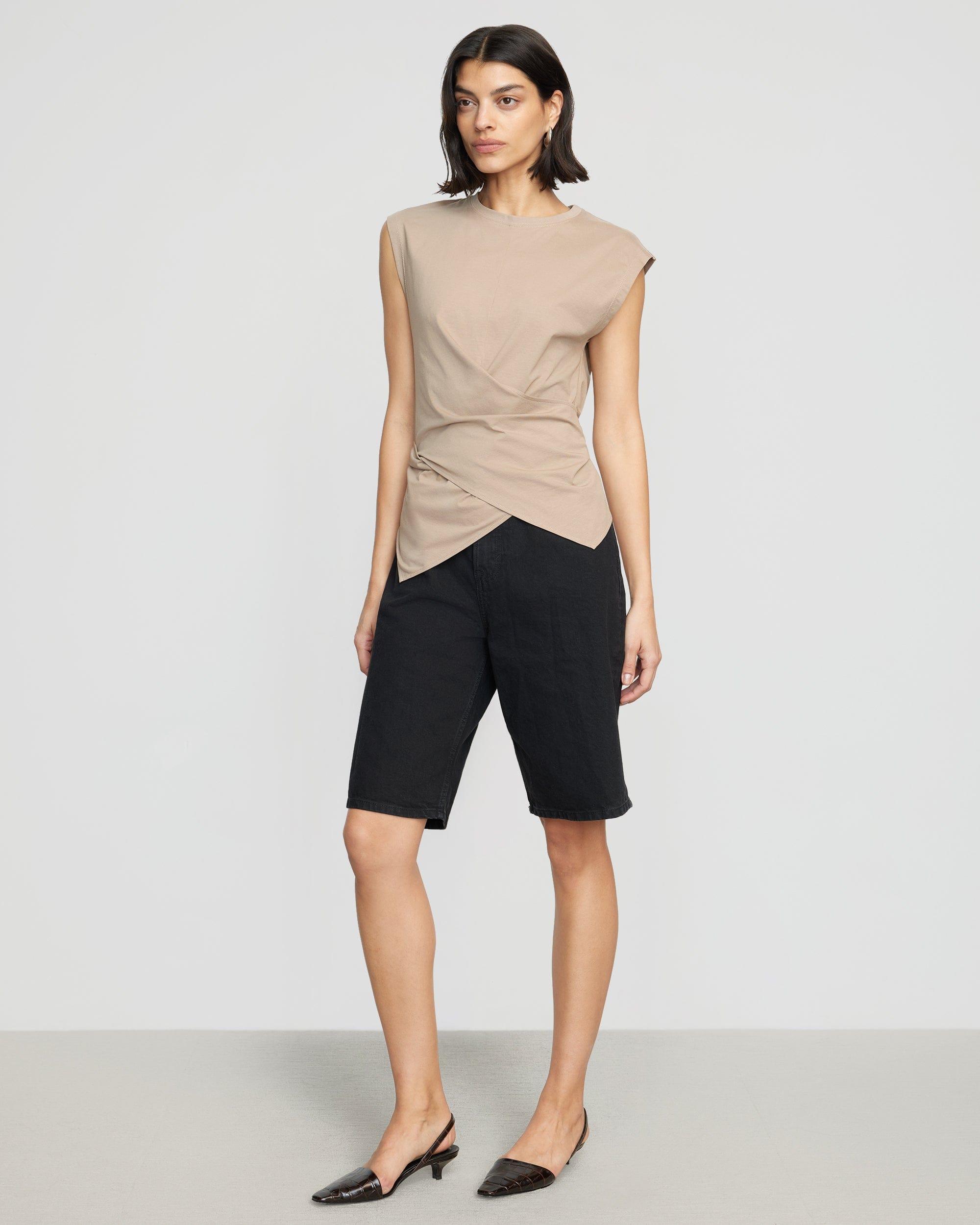 Janae Sleeveless Wrap Jersey Tee Product Image