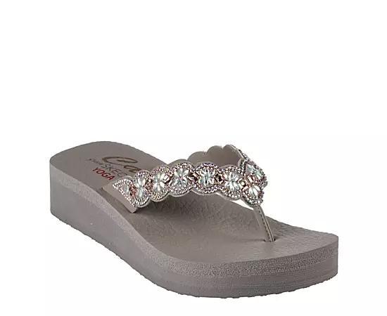 Skechers Cali® Vinyasa Happy Spring Women's Wedge Thong Sandals, Size: 9, Brown Product Image