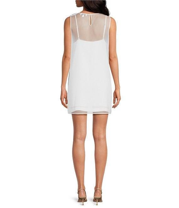 Lucy Paris Kenia Sheer Scoop Neck Sleeveless 3D Floral Shift Dress Product Image