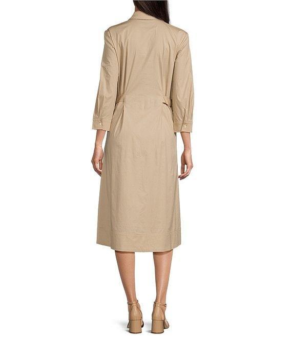J.McLaughlin Minae Woven Point Collar 3/4 Sleeve Button Front Dress Product Image