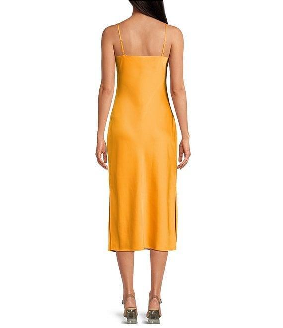 Gianni Bini Harper Satin V-Neck Sleeveless Slip Midi Dress Product Image