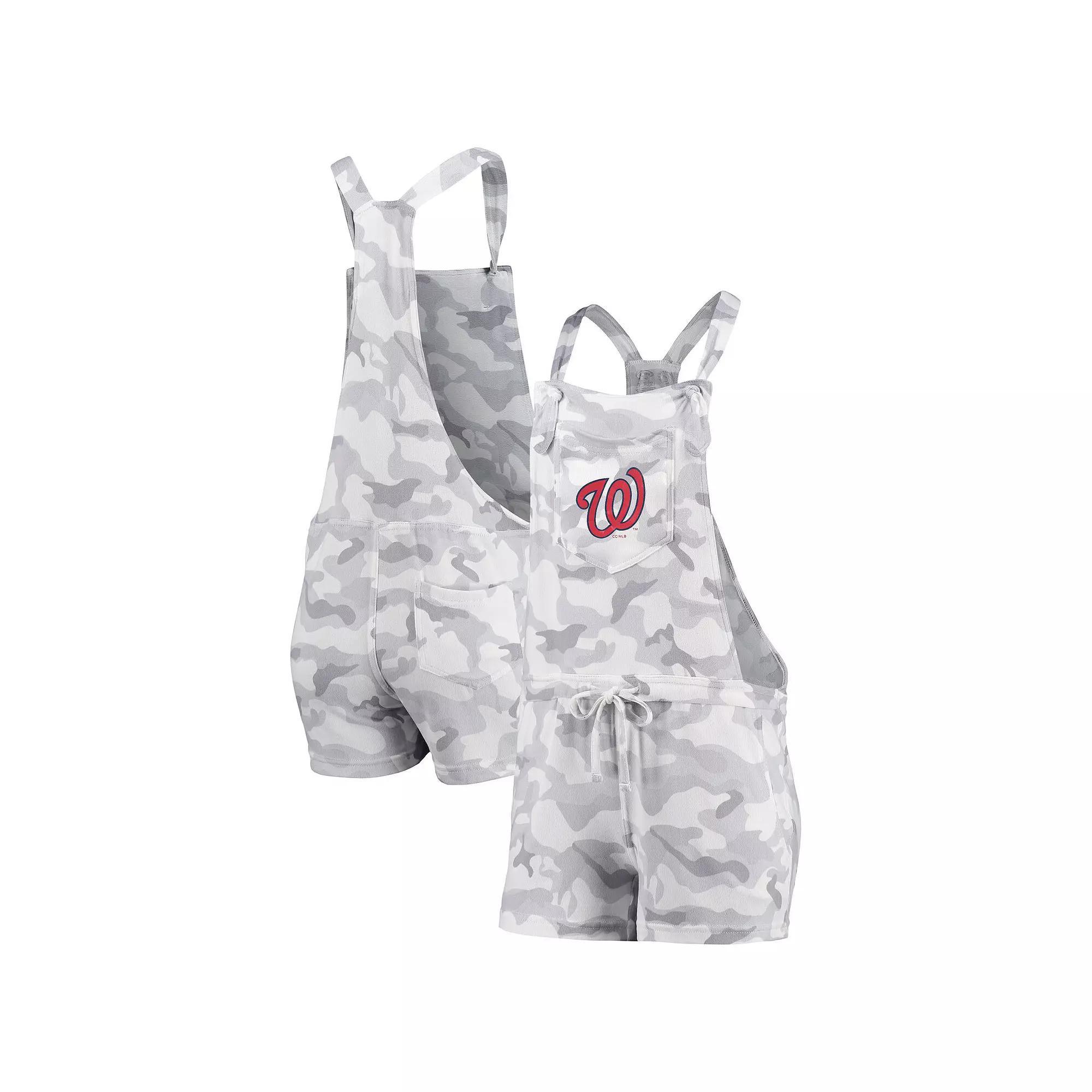Women's Concepts Sport Gray Washington Nationals Camo Overall Romper, Size: Medium, Grey Product Image