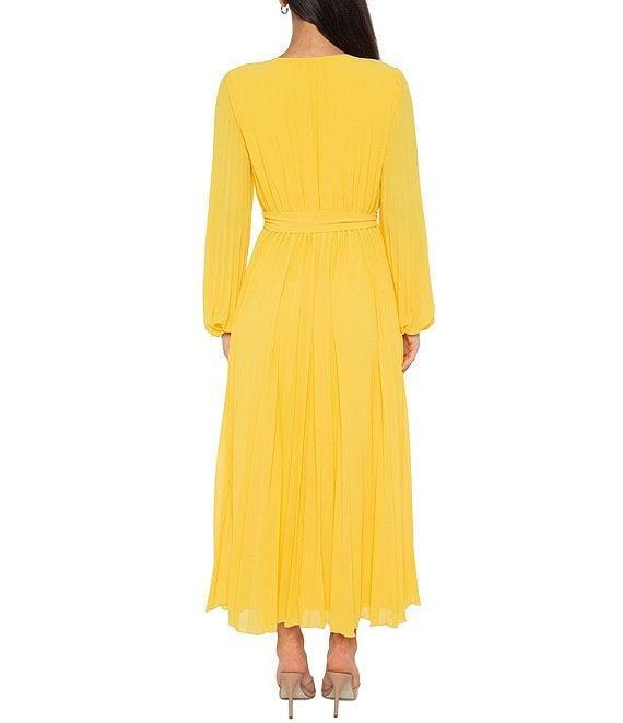 Marina Long Sleeve Pleated Chiffon Maxi Dress Product Image