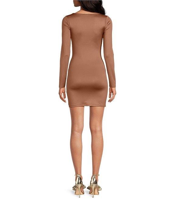 Trina Turk Valentine Crepe Knit Round Neck Long Sleeve Sheath Mini Dress Product Image