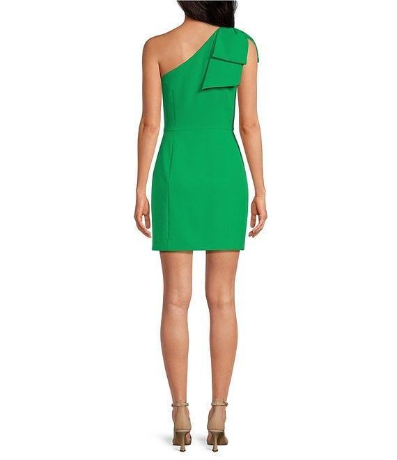 Gianni Bini Deliah One Bow Shoulder Sleeveless Sheath Crepe Mini Dress Product Image