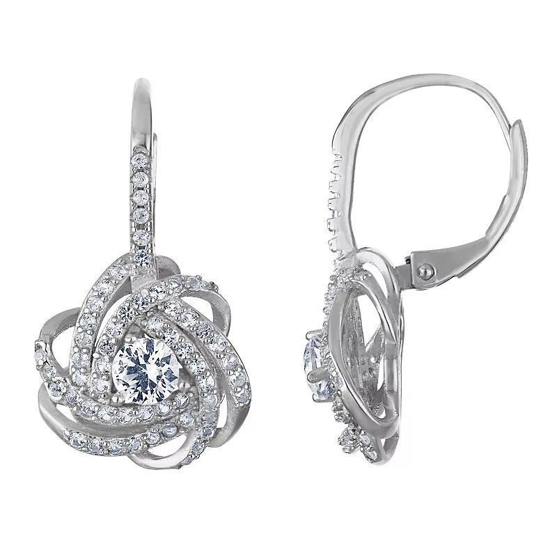 Designs by Gioelli Sterling Silver Gemstone Love Knot Leverback Earrings, Womens, Cr White Blue Product Image