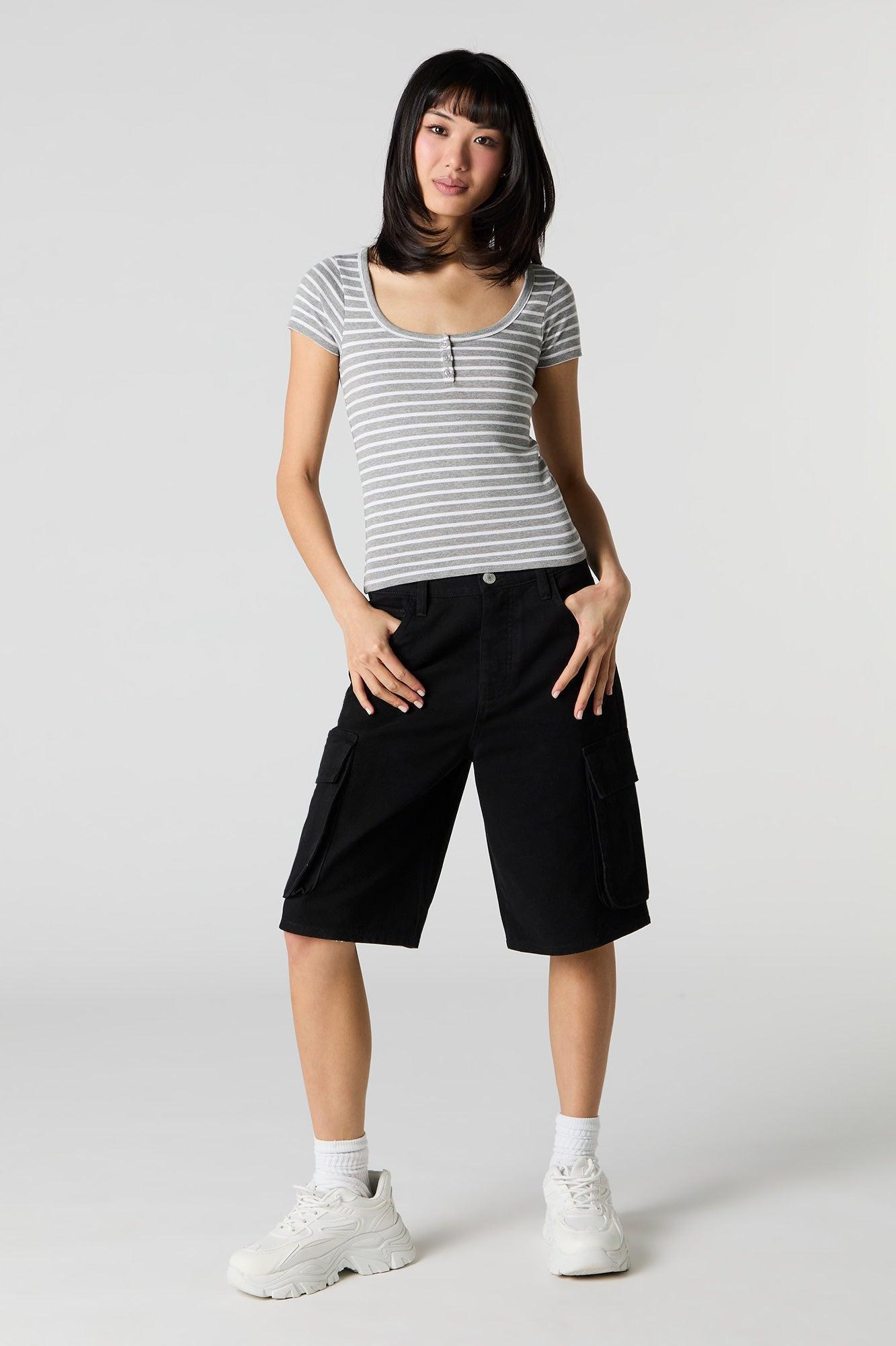 Ribbed Henley T-Shirt Female Product Image