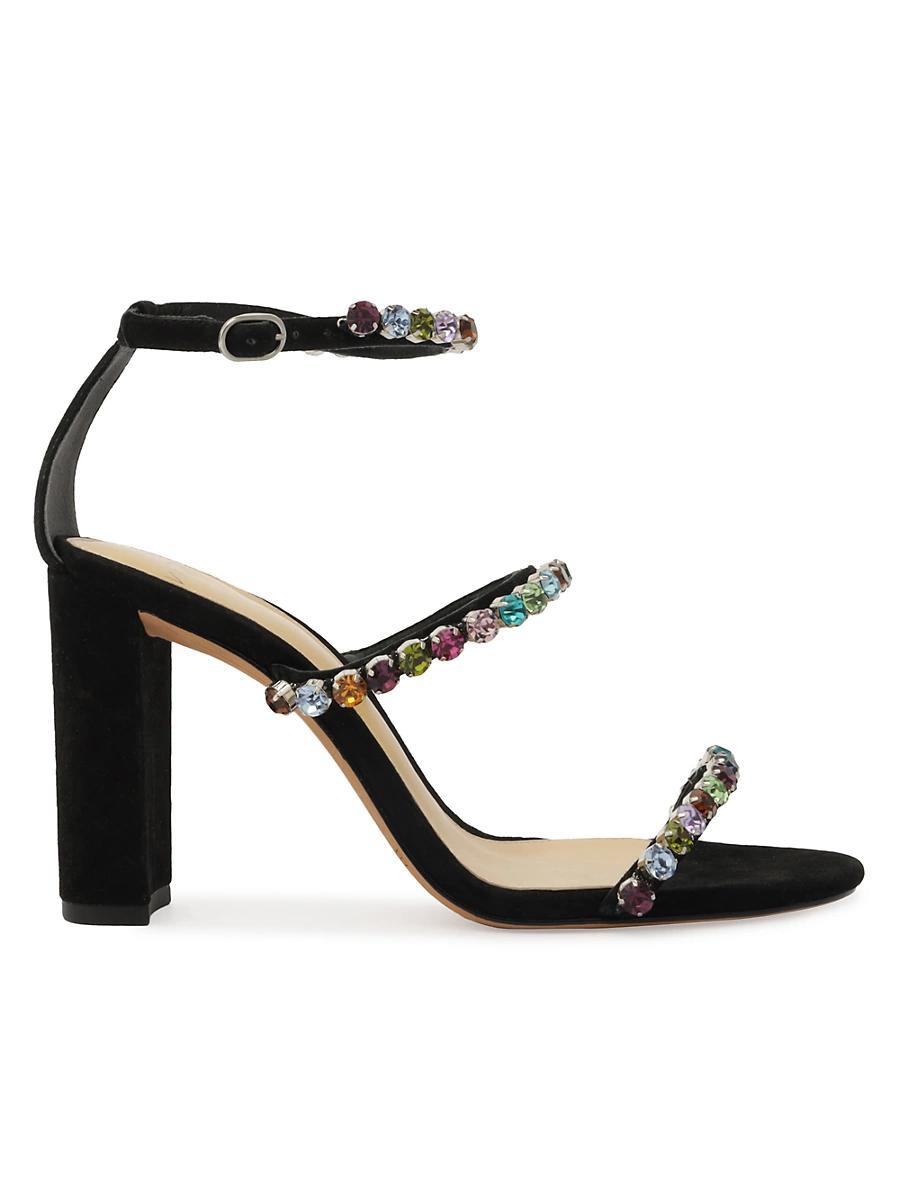 Womens Alexa 90MM Crystal-Embellished Suede Sandals Product Image