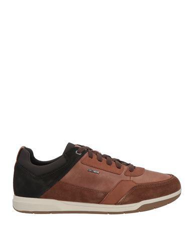 GEOX Man Sneakers Brown Size 9 Leather, Textile Fibers Product Image