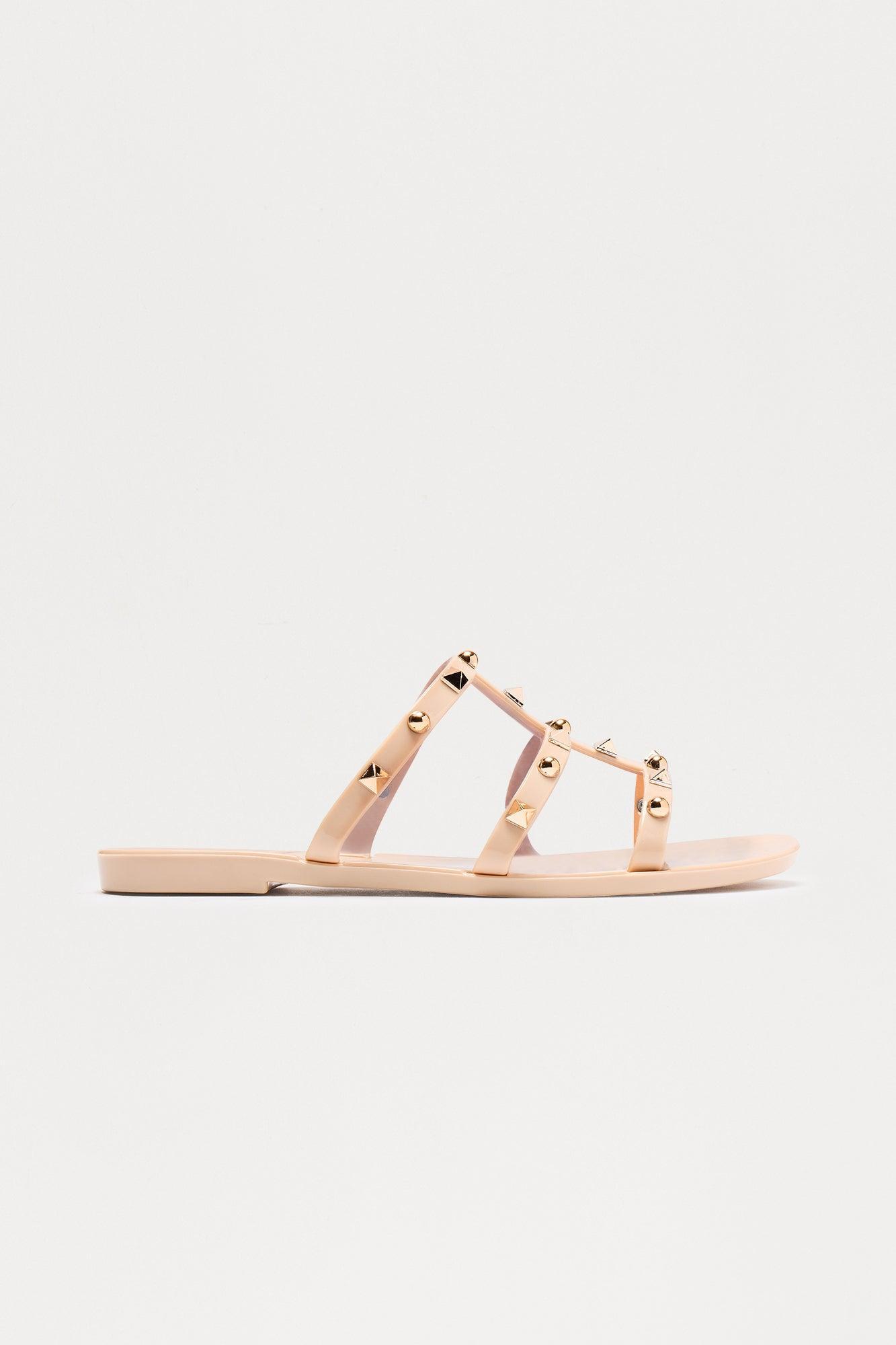 Eira Studded Sandals - Beige Product Image