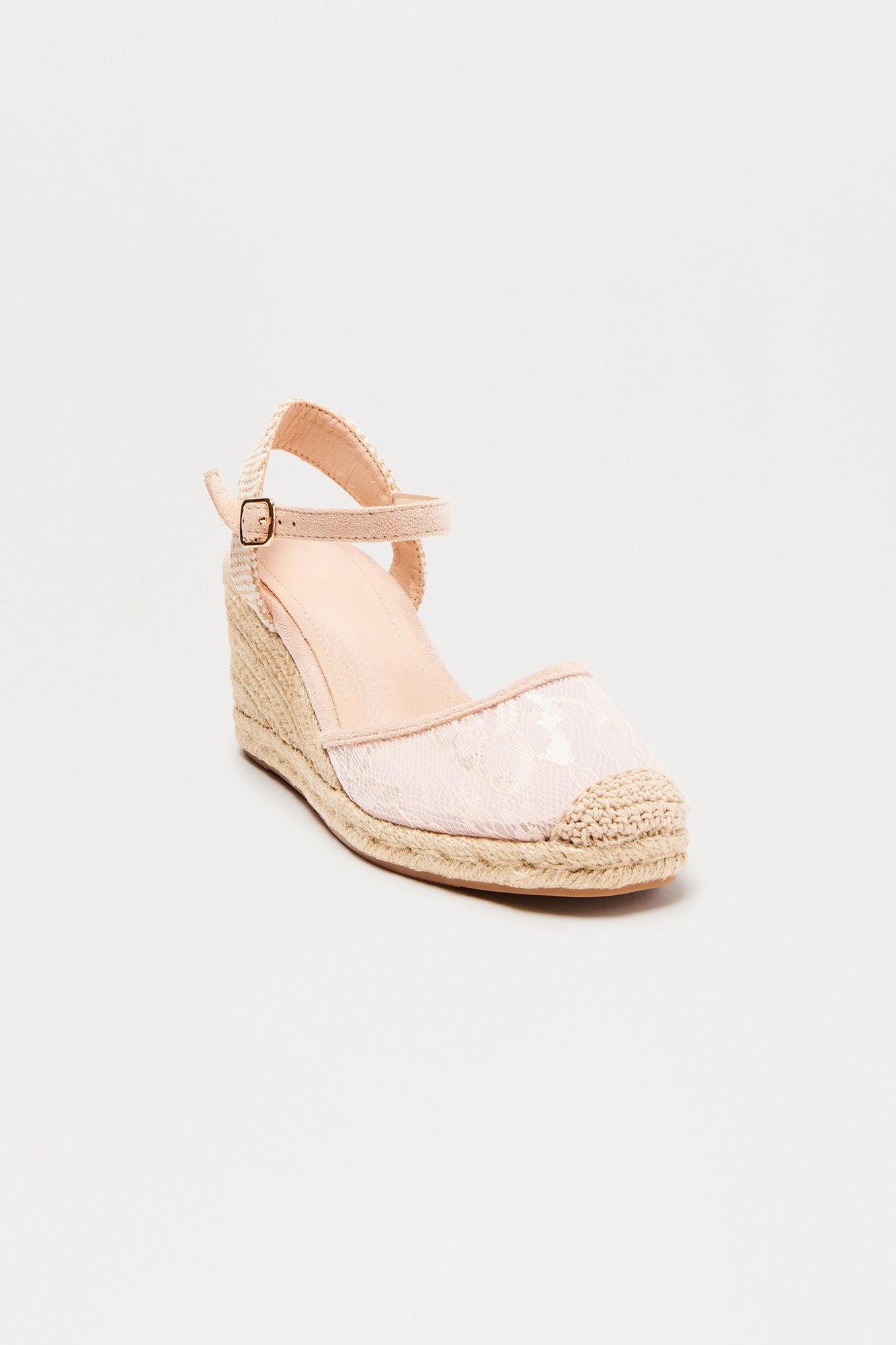 Jany Lace Jute Wedges - Nude Product Image