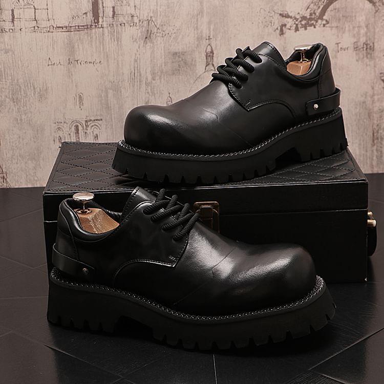 Platform Plain Lace-Up Dress Shoes Product Image