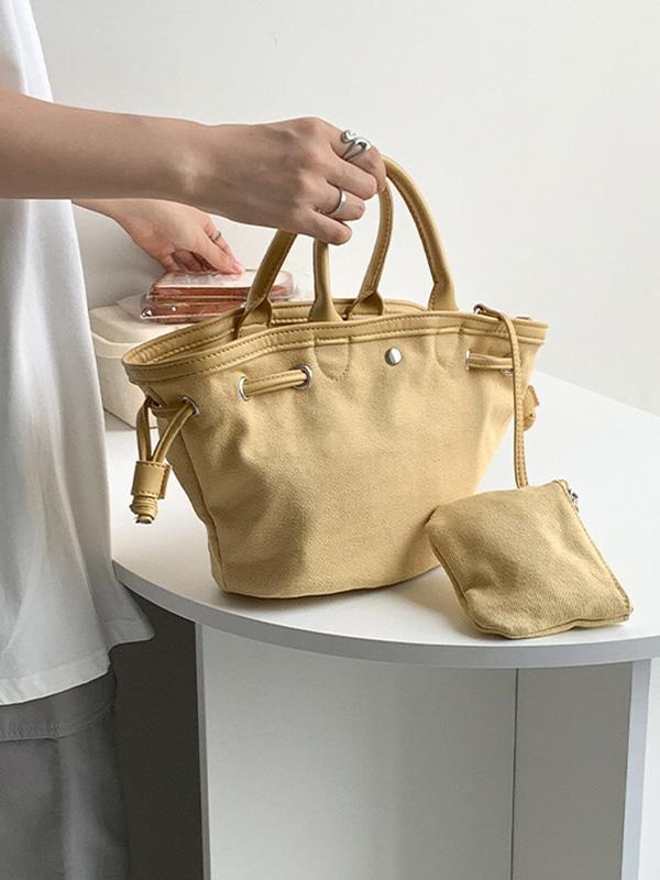 Drawstring Split-Joint Handbags Tote Bags Product Image