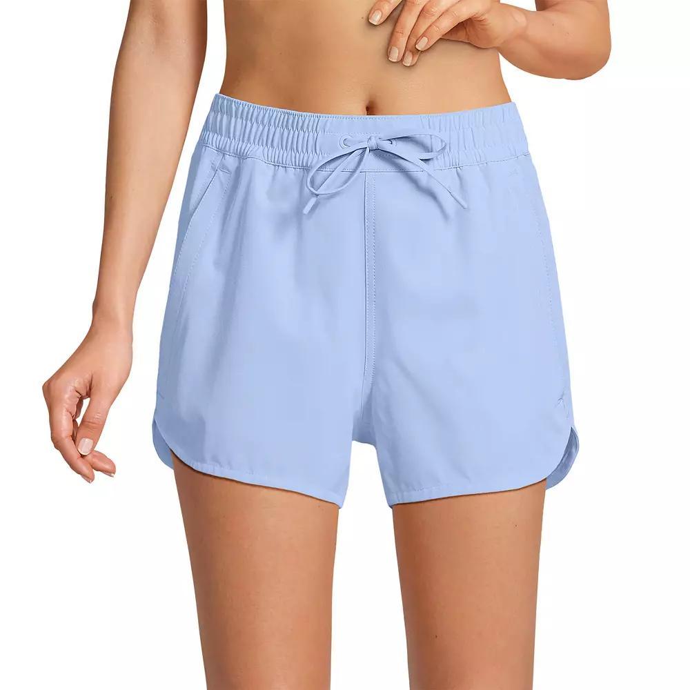 Women's Lands' End Woven Packable Dolphin Hem Swim Cover-Up Shorts, Size: 12, Soft Cloud Blue Product Image