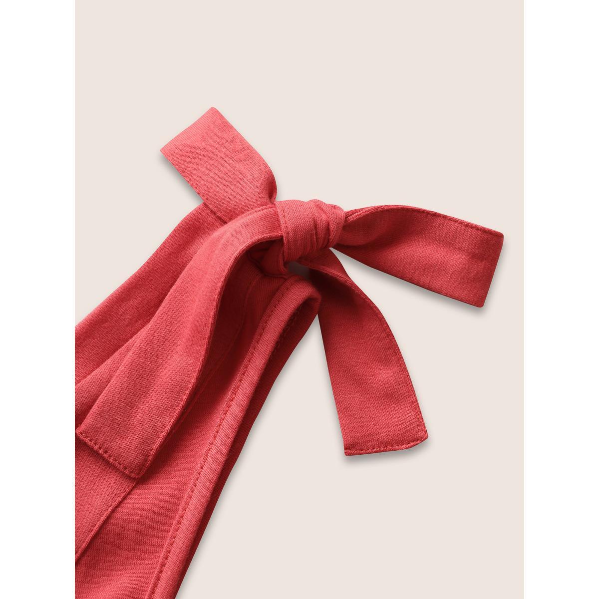 Plus Size OrangeRed Supersoft Essentials V Neck Solid Tie Knot Jumpsuit Women Casual Sleeveless V-neck Everyday Loose Jumpsuits BloomChic 18-20/2X Product Image