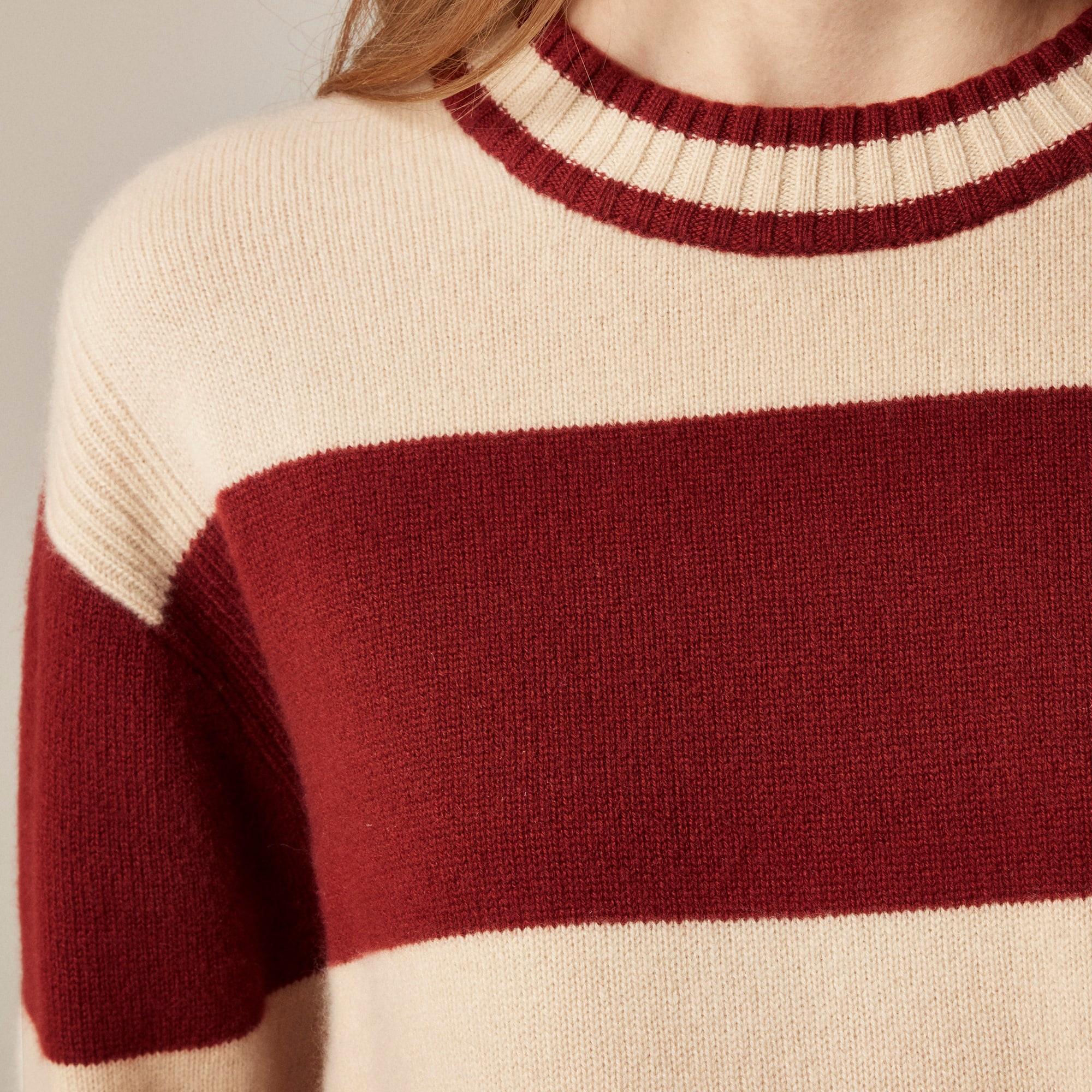 Cashmere crewneck sweater in rugby stripe Product Image
