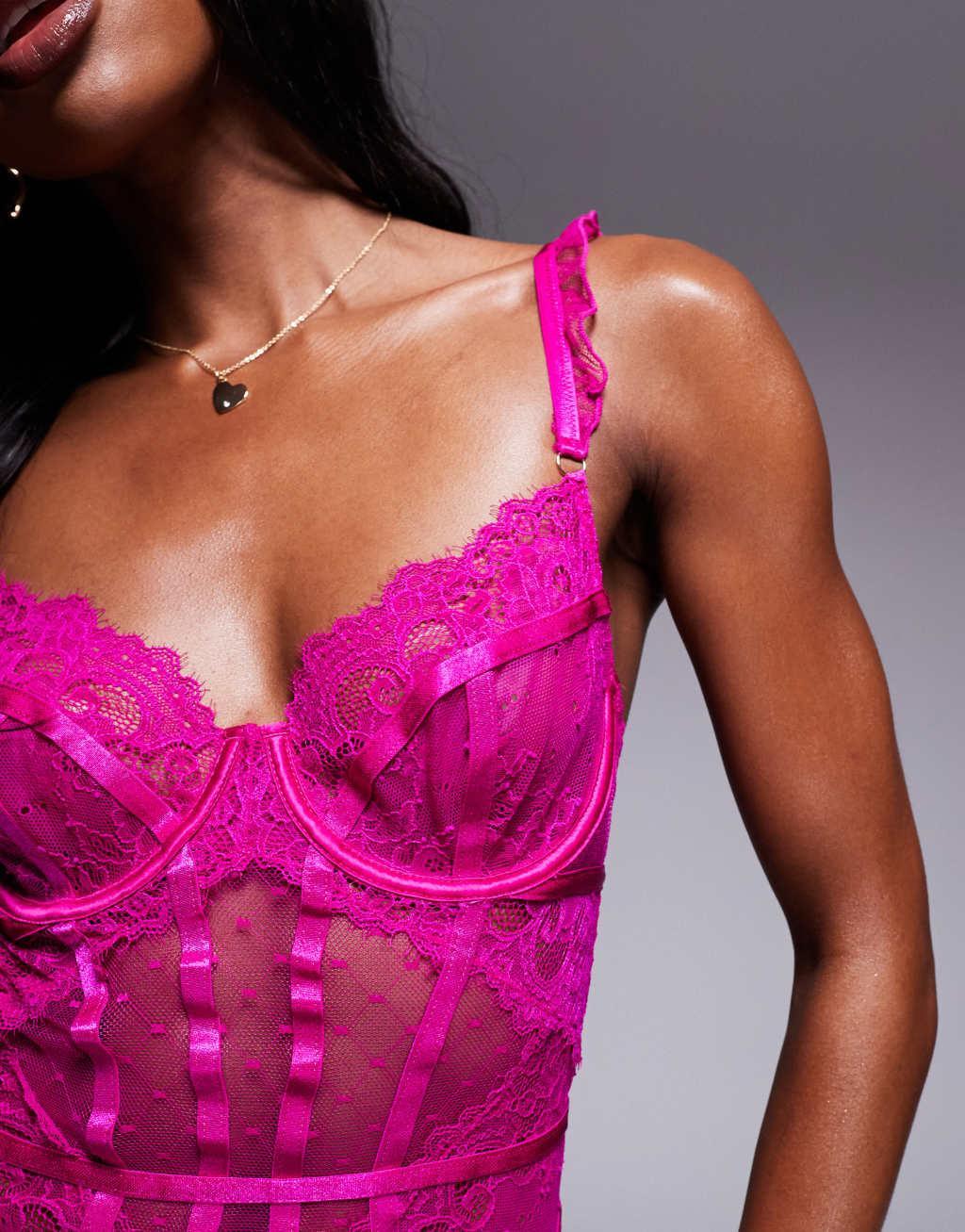 Ann Summers sweetheart bodysuit in divine pink  Product Image
