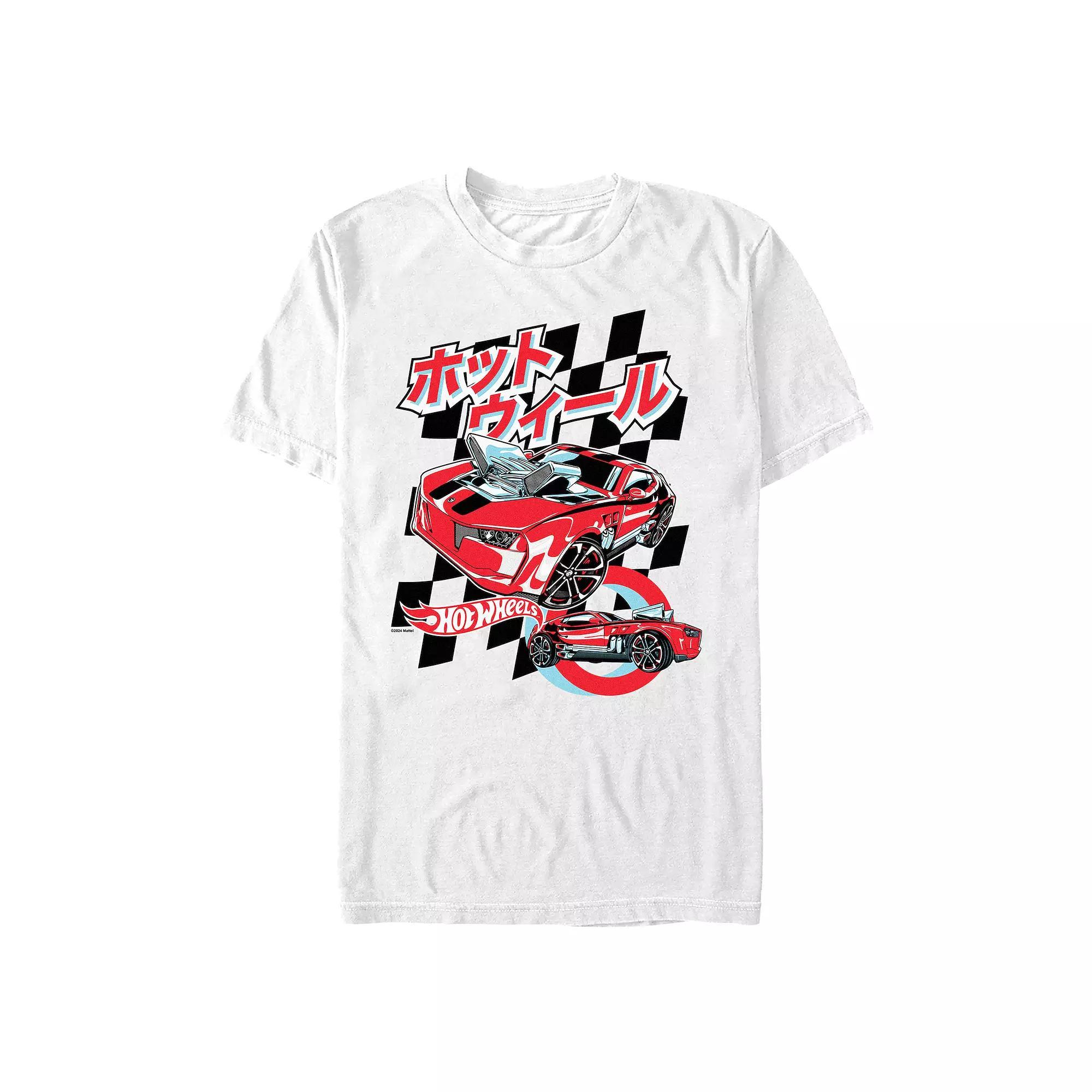 Men's Hot Wheels Checkered Background Graphic Tee, Size: XXL, White Product Image