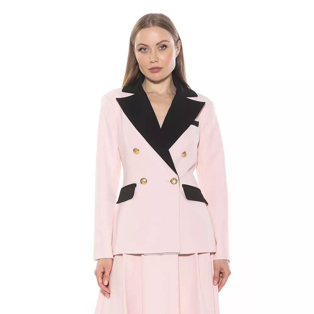 Women's ALEXIA ADMOR Farrah Twill Classic Double Breasted Jacket, Size: 12, Pink Product Image