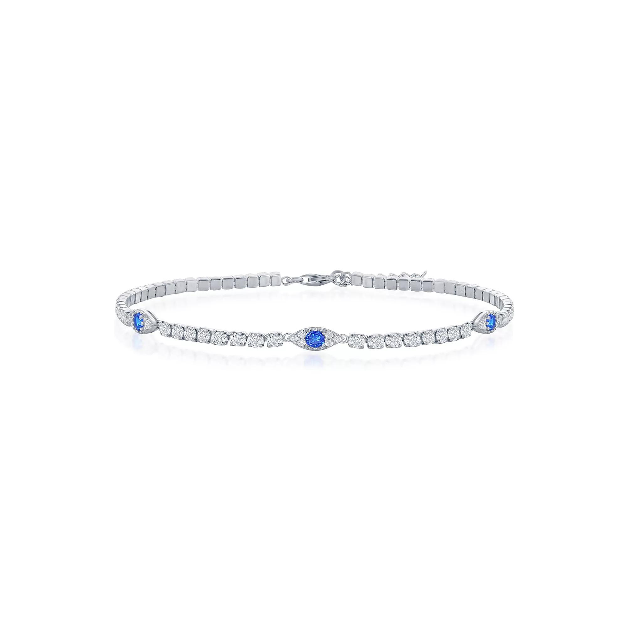 Cubic Zirconia Evil Eye Tennis Bracelet, Womens Sterling Product Image