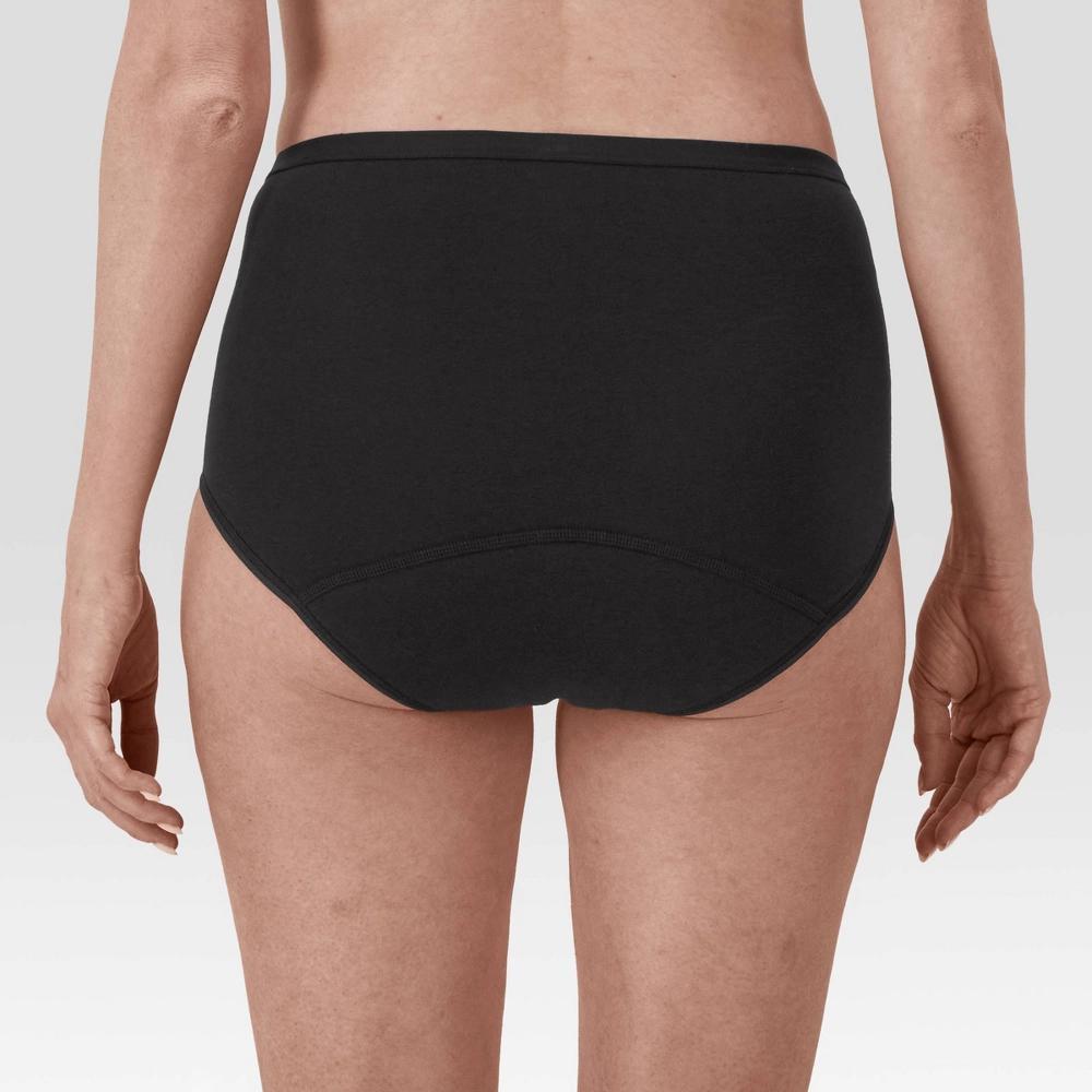 Hanes Women's 3pk Comfort Period Briefs, Super Leaks - Black XL: Moisture Wicking, Absorbent Center Panel, Machine Washable Product Image