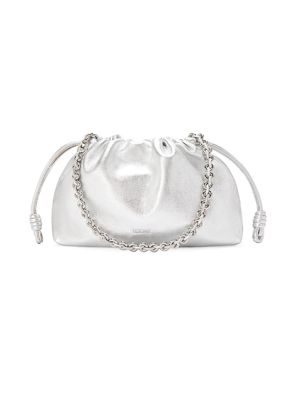 Womens Medium Flamenco Laminated Leather Shoulder Bag Product Image