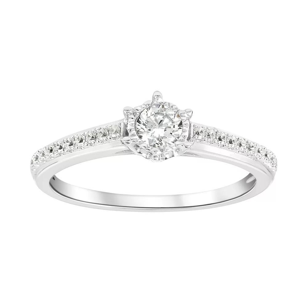 SIRI USA by TJM Sterling Silver Round Cubic Zirconia Engagement Ring, Womens Product Image