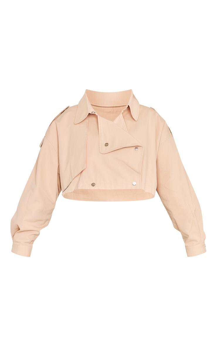 Plus Stone Contrast Lining Cropped Trench Coat Product Image