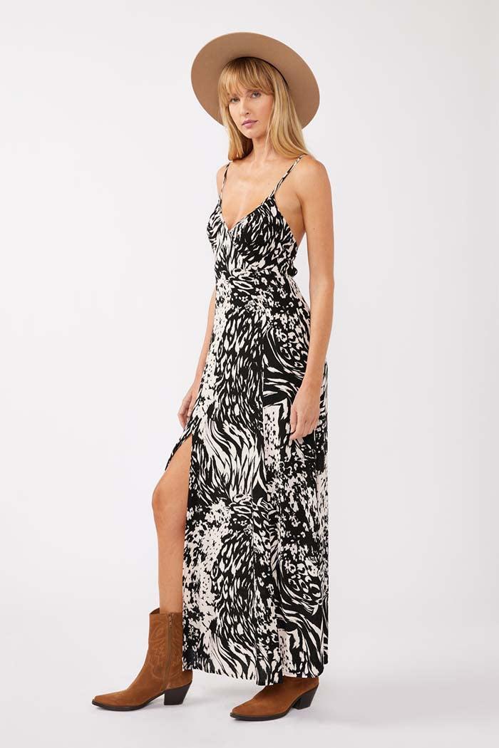 Rayon Spaghetti Strap Tie Back Maxi Dress Product Image