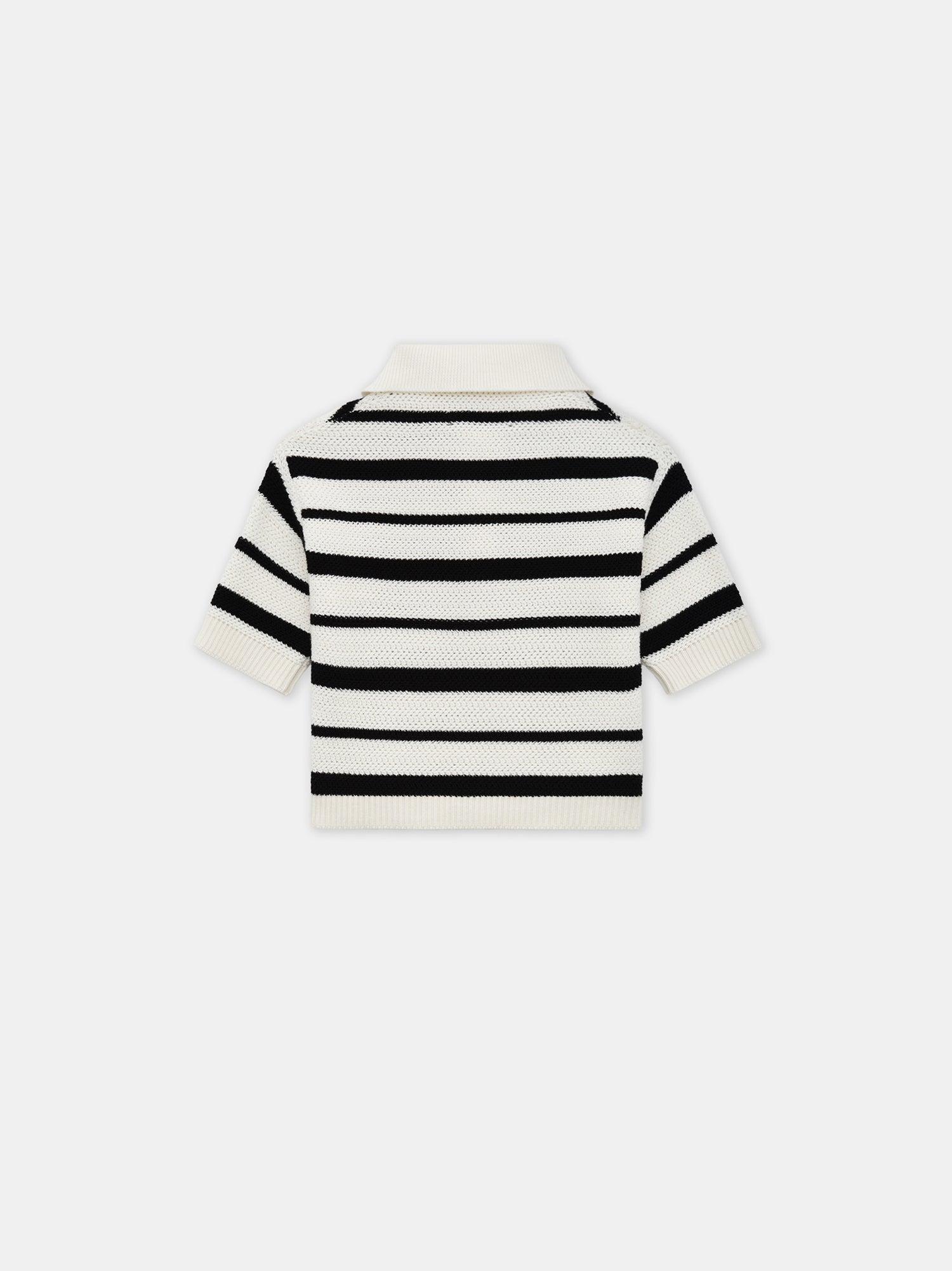 WOMEN - WOMEN'S MA STRIPED POLO - Black Alabaster Female Product Image