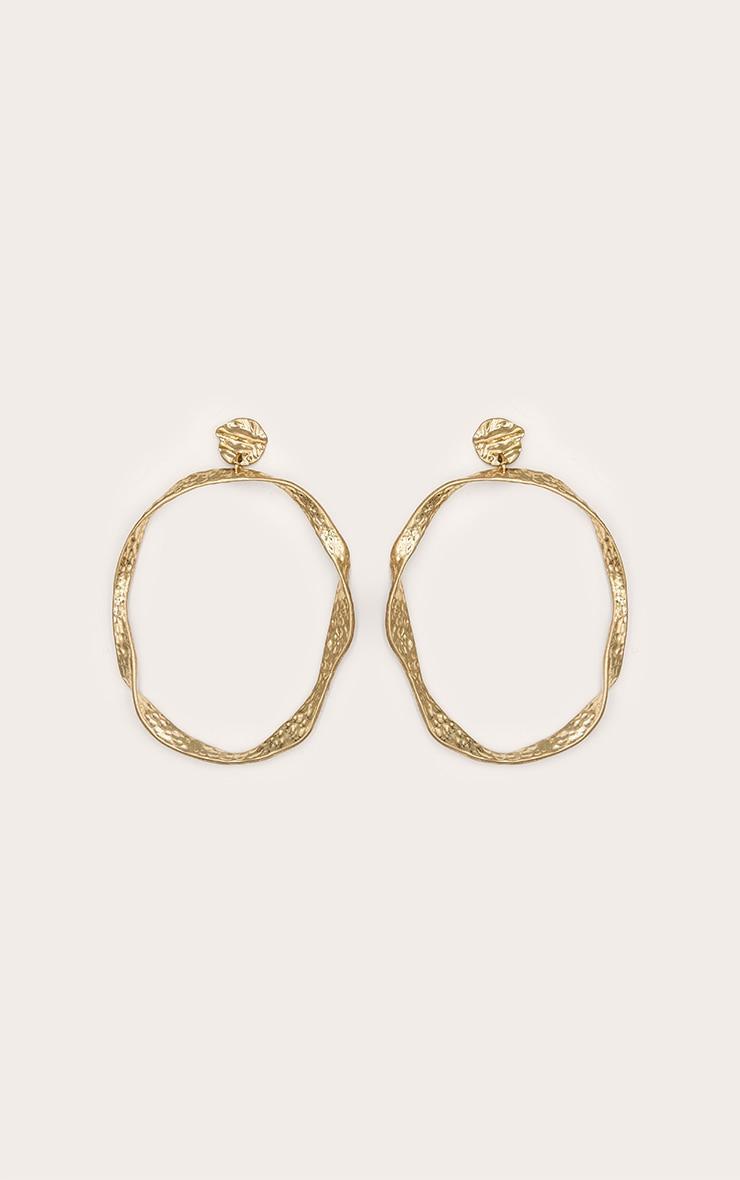 Gold Crinkle Oversized Hoop Earrings Product Image