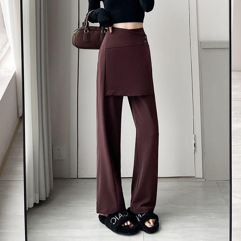 High-Rise Plain Loose Fit Pants Product Image