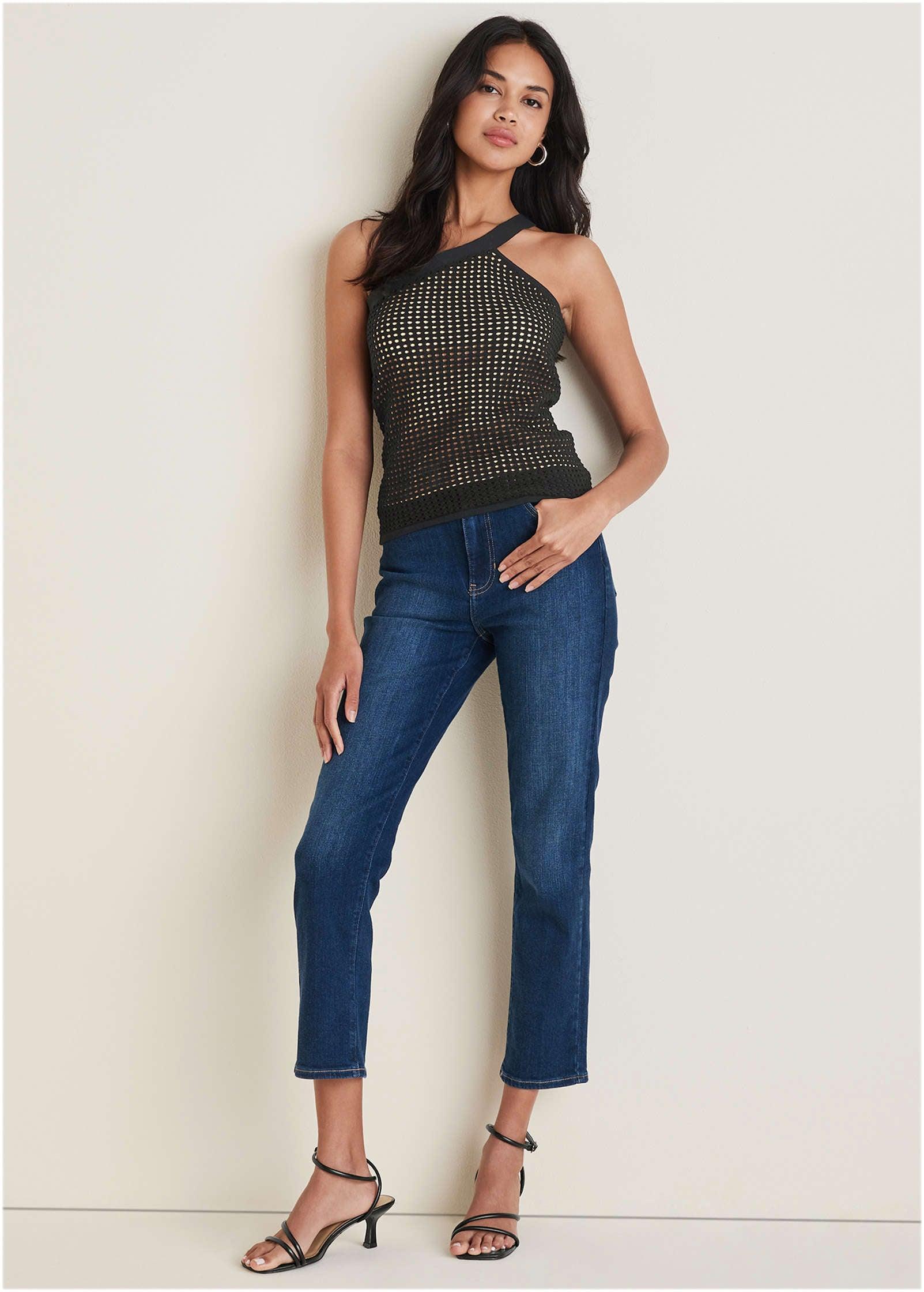One-Shoulder Tank Sweater - Black Product Image