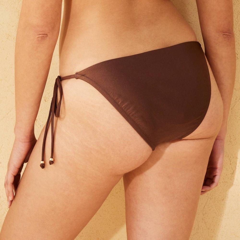 Womens Side-Tie High Shine Extra High Leg Cheeky Bikini Bottom - Shade & Shore Brown XL Product Image