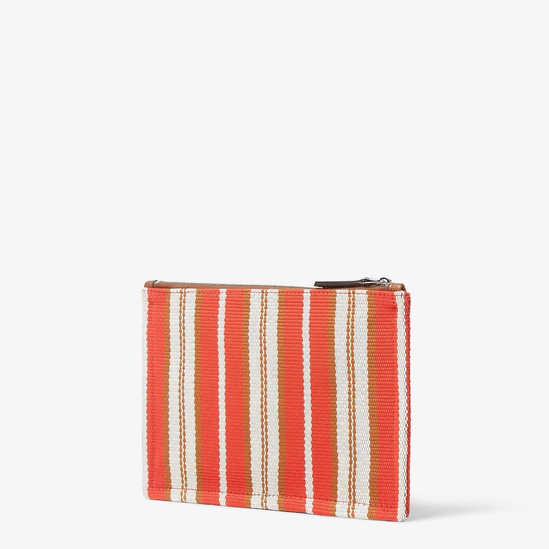 Signature Flat PouchMulticolor striped canvas pouch Product Image