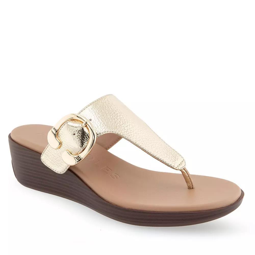 Aerosoles Izola Women's Wedge Sandals, Size: 7.5, Soft Gold Pu Product Image