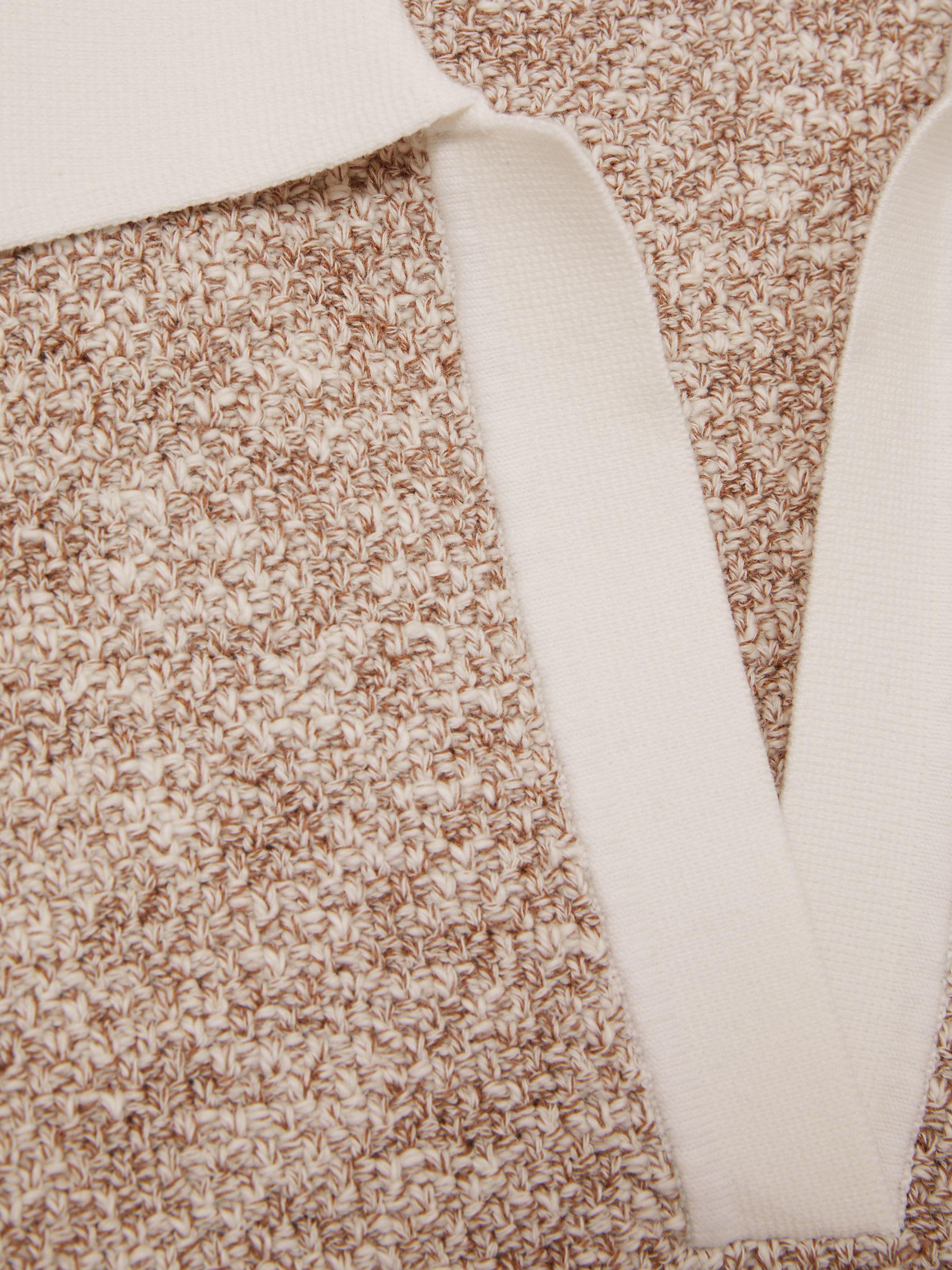 Cotton-Blend Knit Polo Shirt in Neutral Product Image