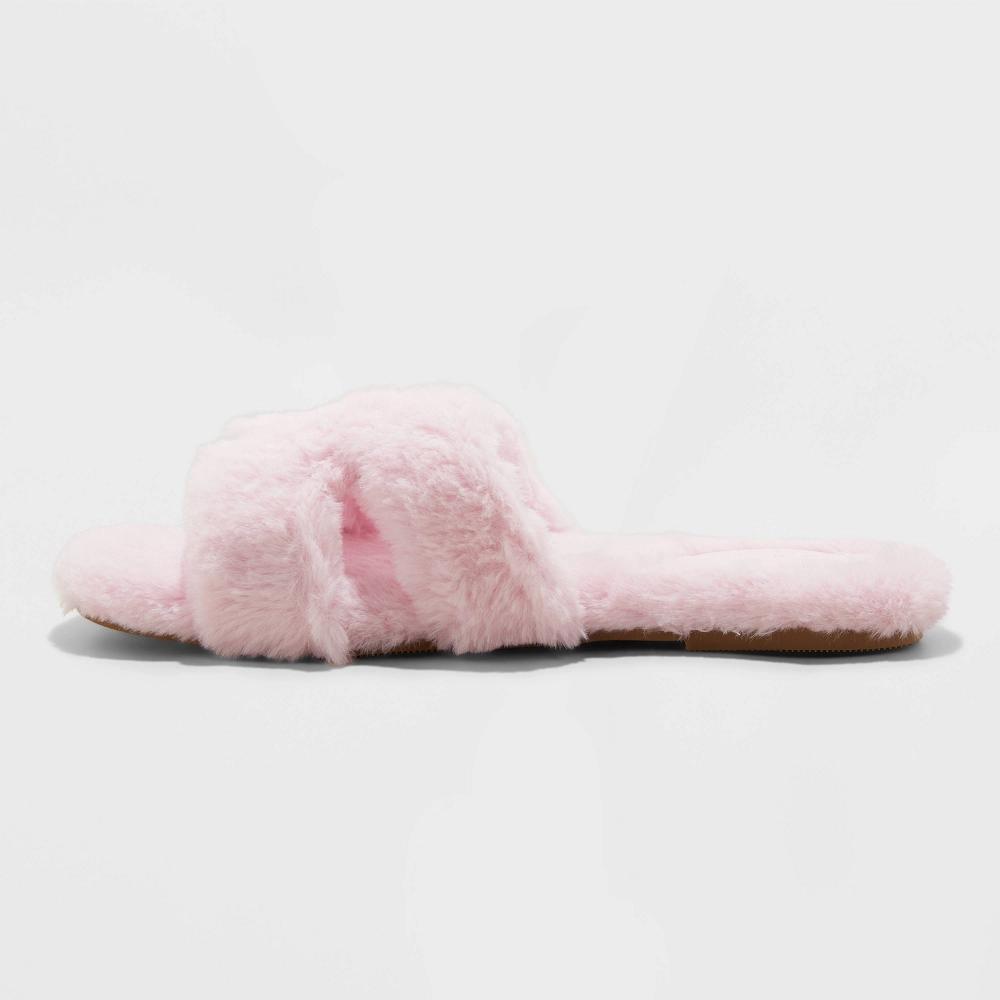 Women's Sage Slide Slippers - A New Day™ Blush 8: Open Toe, Indoor/Outdoor, Cushioned Insole, Slip On, Square Toe Product Image