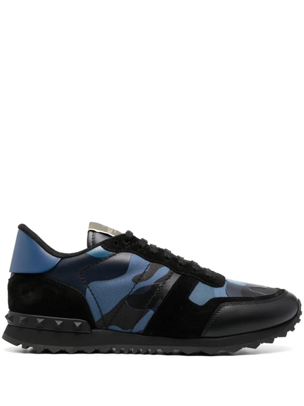 VALENTINO GARAVANI Rockrunner Camouflage Sneakers In Blue Black Product Image