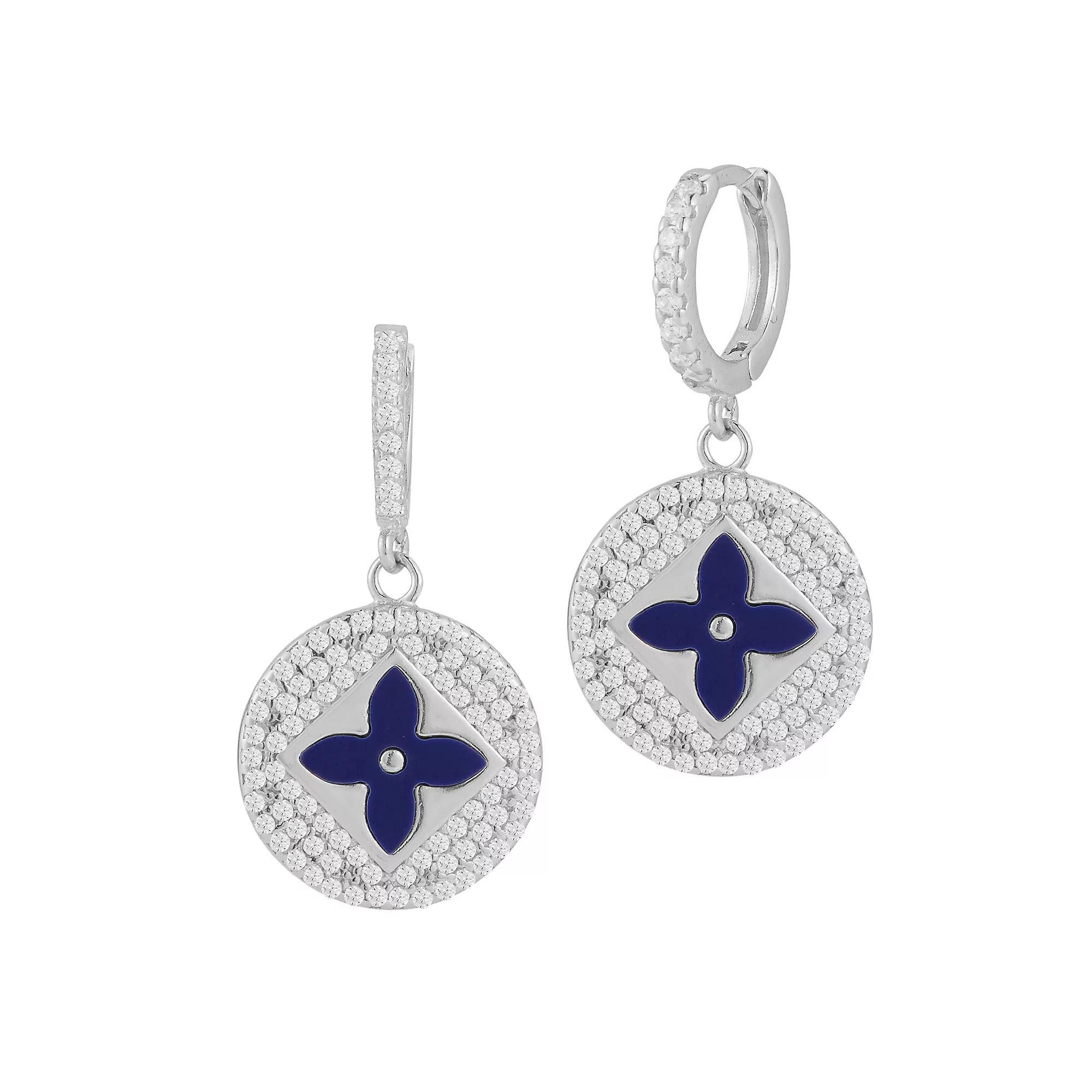 Sunkissed Sterling Gemstone & Cubic Zirconia Clover Earrings, Womens, Silver Tone White Product Image